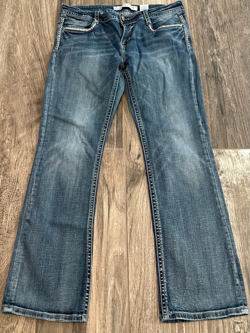Tin Haul Men's Blue Wide-Leg Jeans with Embellished Trim